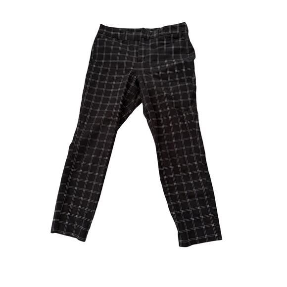 Old Navy Pixie Plaid Black Checker Pants 8 High Rise Never Fade - Picture 1 of 3